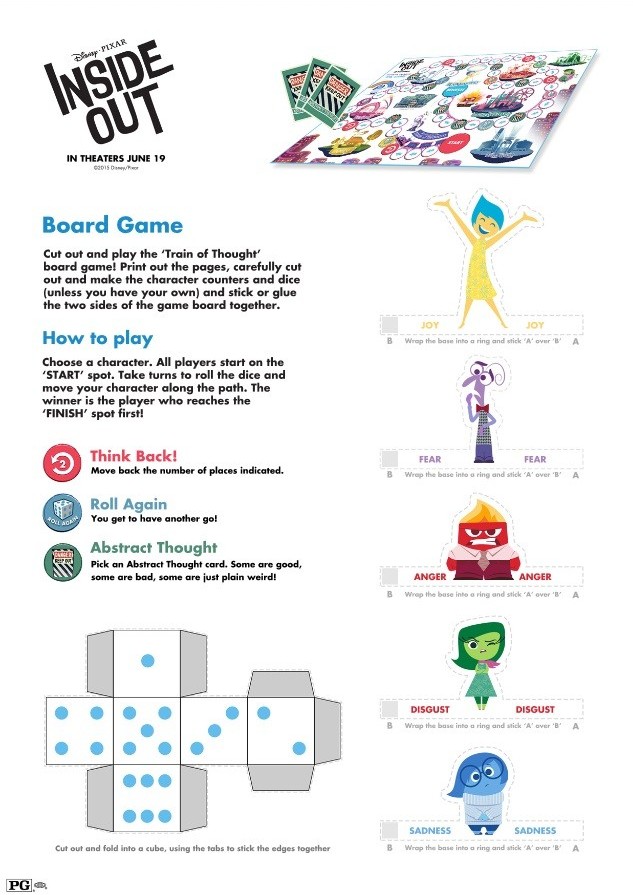 Check out these fun Inside Out crafts and games! Join Joy, Sadness, Disgust, Fear and Anger on a fun Inside Out crafts & games adventure for free time play. Inside Out Board Game
