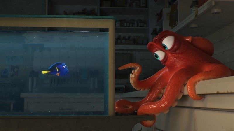 DO I KNOW YOU? -- In Disney Pixar's "Finding Dory," everyone's favorite forgetful blue tang, Dory (voice of Ellen DeGeneres), encounters an array of new and old acquaintances, including a cantankerous octopus named Hank (voice of Ed O'Neill). Directed by Andrew Stanton (Finding Nemo, WALL E) and produced by Lindsey Collins (co-producer WALL E), Finding Dory swims into theaters June 17, 2016.