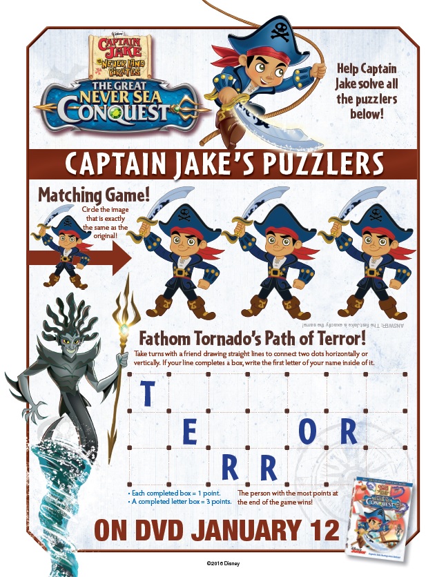 Jake and the Never Land Pirates Puzzlers Activity Sheet Puzzle Game