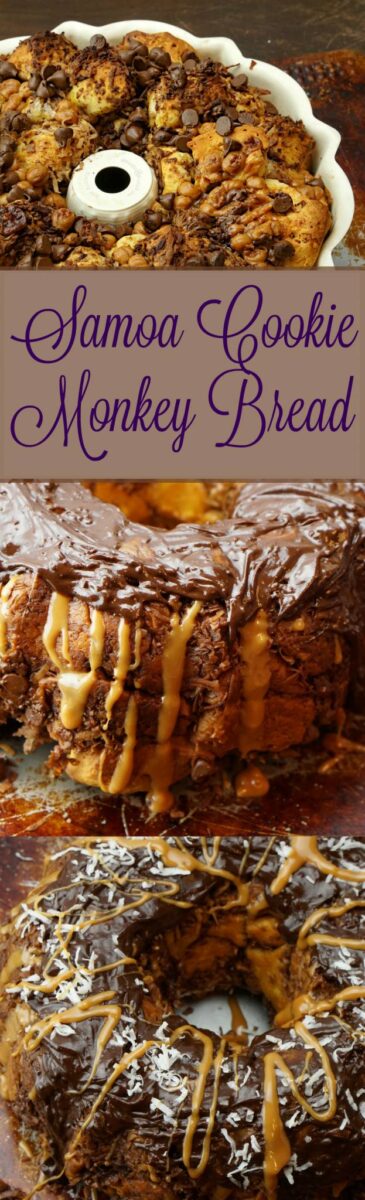 It's Girl Scout Cookie season! Love Samoas? Then you'll definitely want to try this heavenly Samoa Cookie Monkey Bread recipe out!