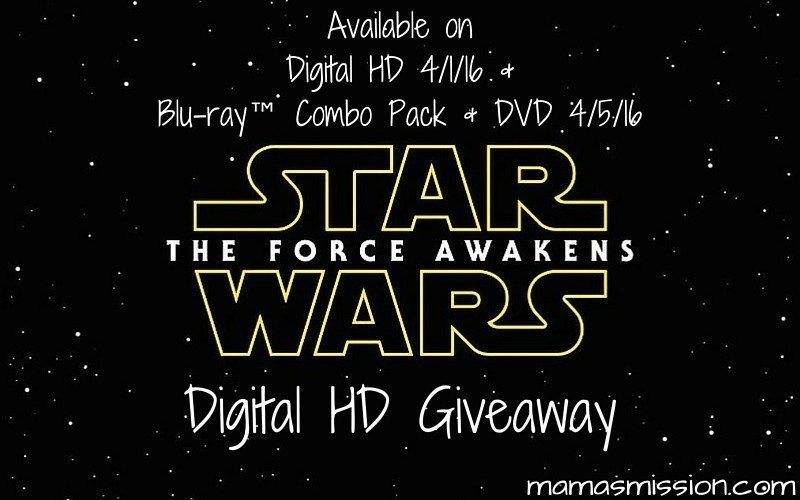 It's almost here and coming to a TV near you. Enter to win the Star Wars The Force Awakens Giveaway on Digital HD to watch for your next movie night!