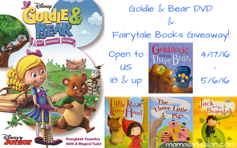 Check out latest fun and adventure coming out of Disney Junior with the new Goldie and Bear Best Fairytale Friends DVD & Books Giveaway!