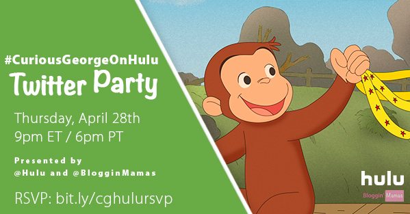 Everyone is excited to see Curious George on Hulu! Celebrate with us at the #CuriousGeorgeonHulu Twitter Party tonight at 9pm EST! RSVP to win prizes!