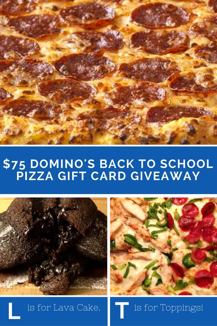 Love pizza?? Celebrate heading back to school by entering to win a $75 Domino's Back to School pizza gift card! Tell us all about your favorite toppings!!!