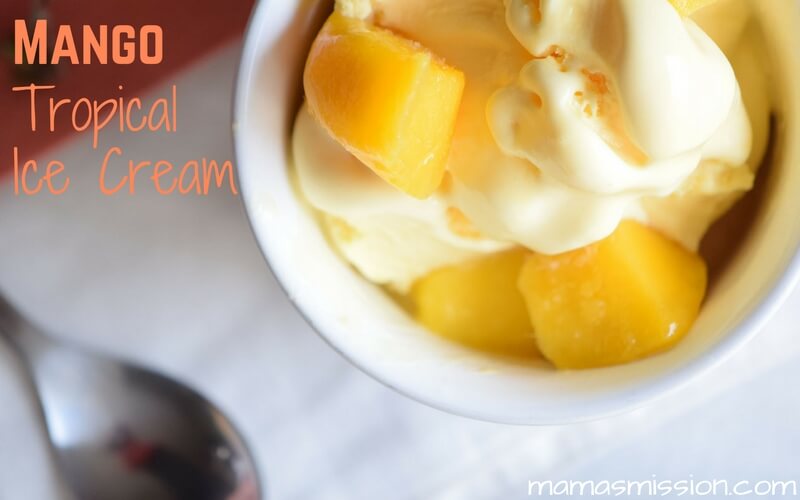This mango tropical ice cream is a sweet fruity cold treat that is sure to help you beat the heat of summer! Choose a milk or passion fruit juice base.