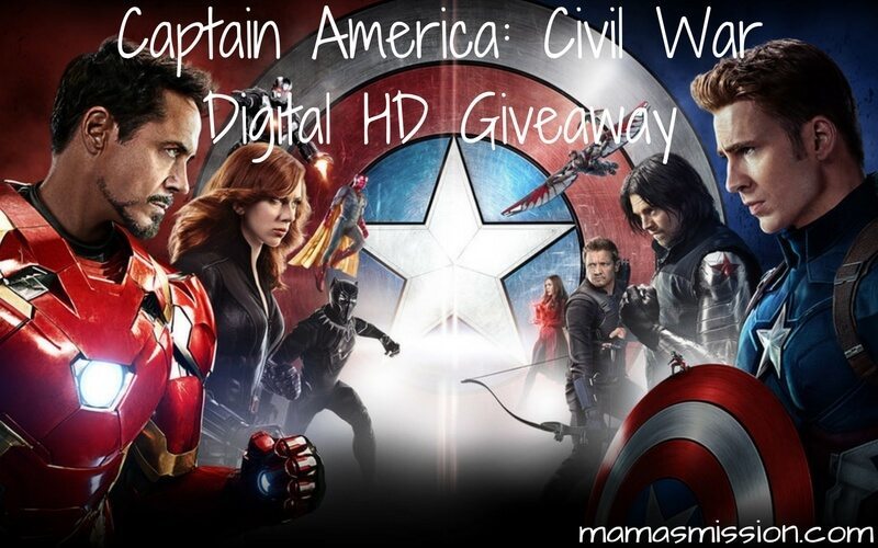 Captain America Civil War is now available on Digital HD and releases on 9/13 on Blu-ray. Enter to win a copy of Captain America Civil War Digital HD!