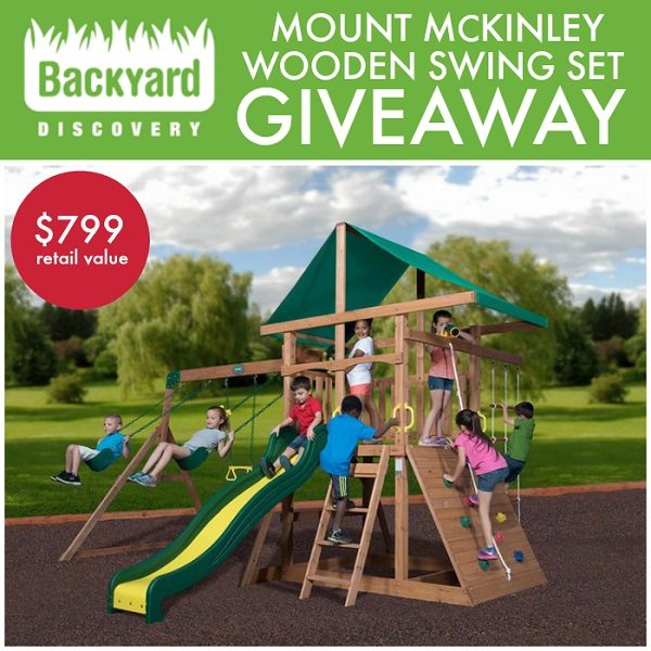 Looking to expand the play area in your backyard? Enter to win the Mount McKinley Wooden Swing Set giveaway from Backyard Discovery for a summer of fun!