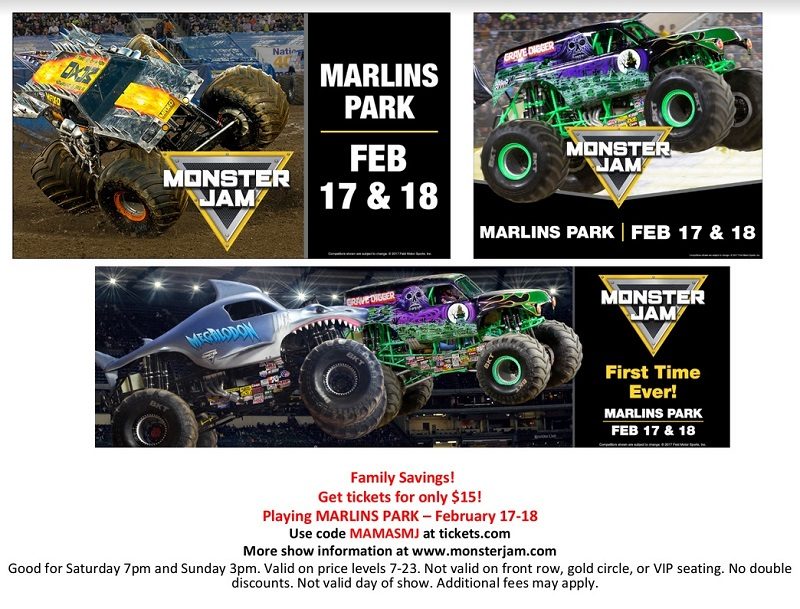 For the first ever catch Monster Jam at Marlins Park in the dirt! Grab your Monster Jam at Marlins Park discount code and enter to win tickets to see it with your family.